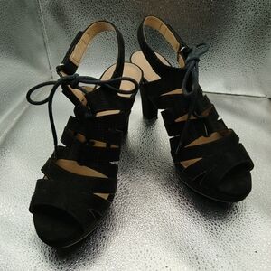 Naturalizer Black Lace-Up Gladìator Slingbackbvv Heels